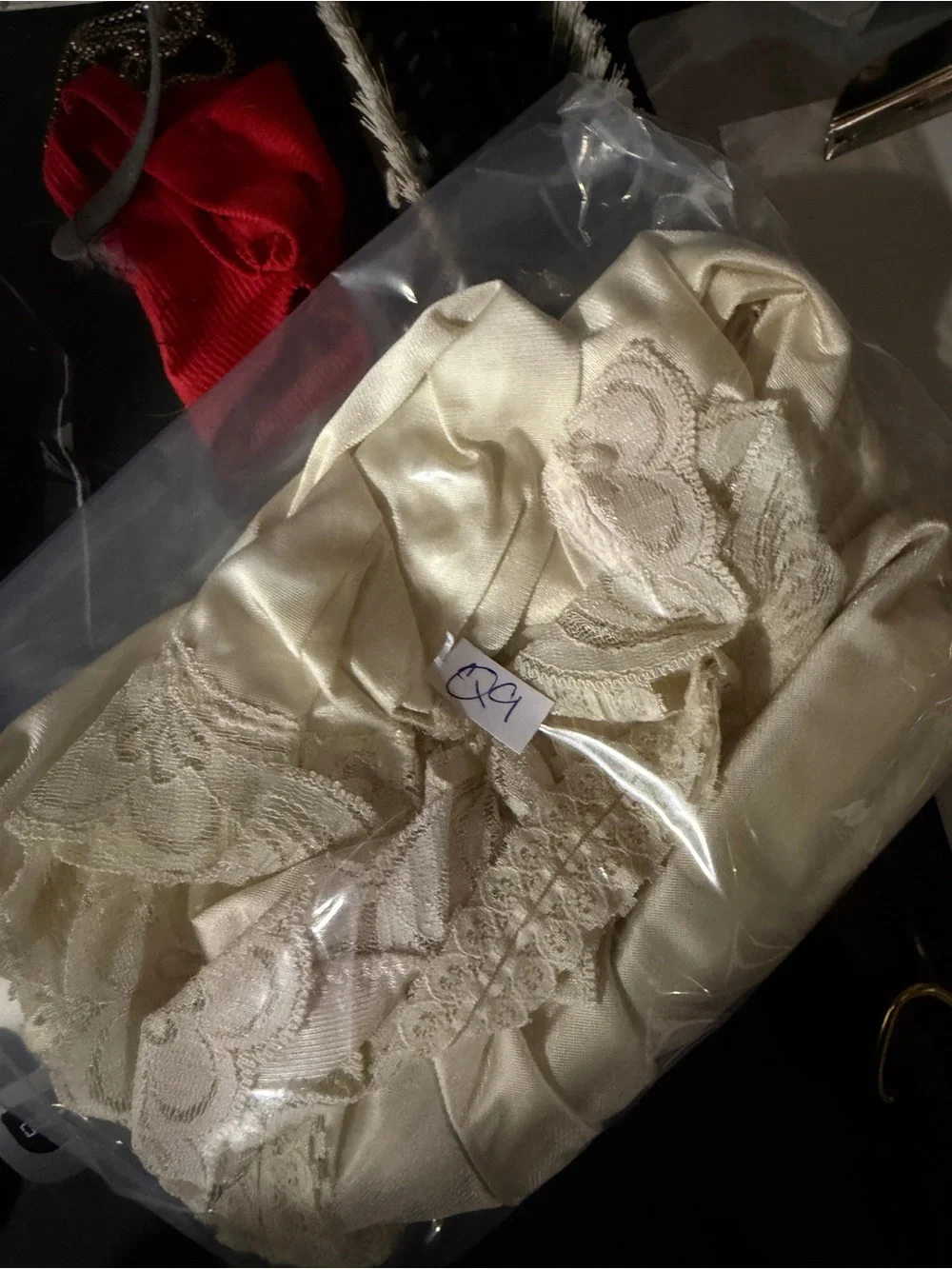 Vintage Ilusion Lace Slip Dress Beige Plus Size 2X 18-20 Coquette Lingerie